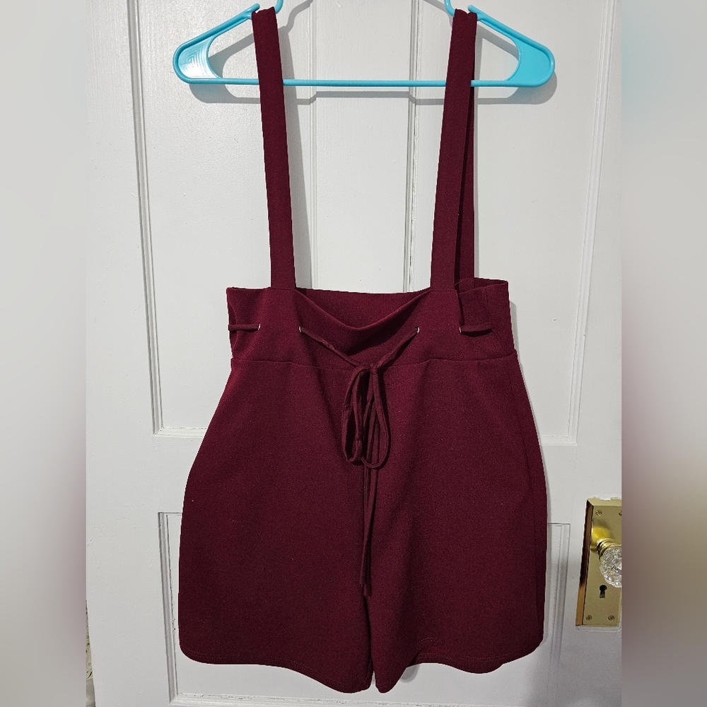 High-Waisted Burgundy Overalls